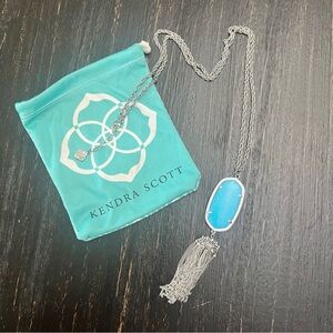 Kendra Scott Rayne Tassel Pendant Necklace Turquoise-Colored Stone Silver-Tone